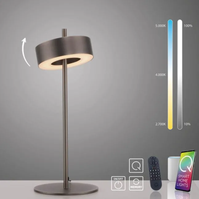 Paul Neuhaus LED Tischleuchte Q-ROTATE dark-metal brown Smarthome