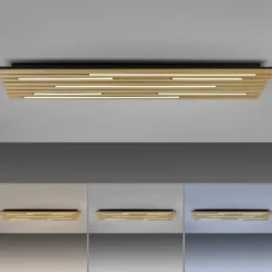 Paul Neuhaus LED Wand-Deckenleuchte Q-AKUSTIK Holz-natur Smarthome