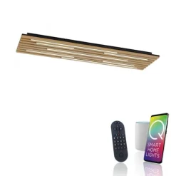 Paul Neuhaus LED Wand-Deckenleuchte Q-AKUSTIK Holz-natur Smarthome