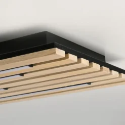 Paul Neuhaus LED Wand-Deckenleuchte Q-AKUSTIK Holz-natur Smarthome