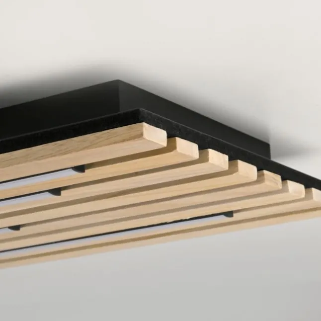 Paul Neuhaus LED Wand-Deckenleuchte Q-AKUSTIK Holz-natur Smarthome
