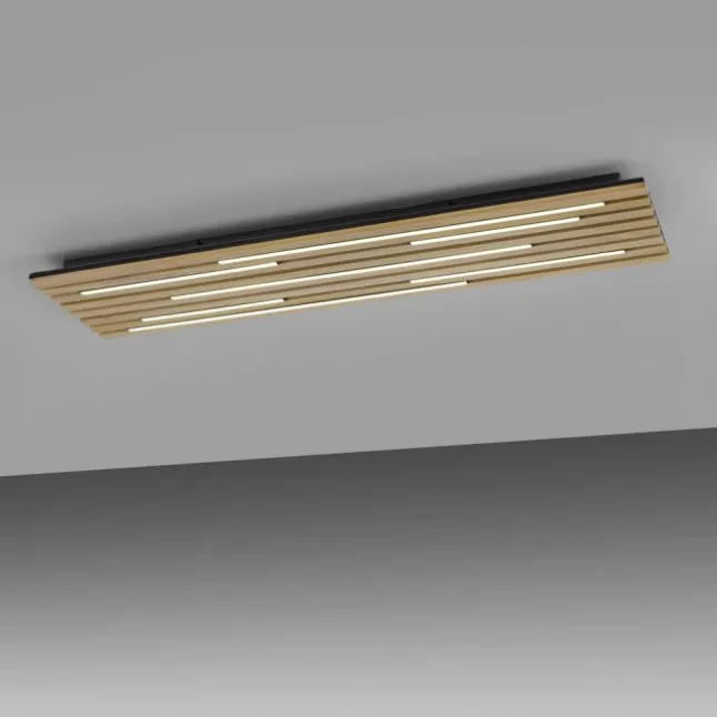 Paul Neuhaus LED Wand-Deckenleuchte Q-AKUSTIK Holz-natur Smarthome