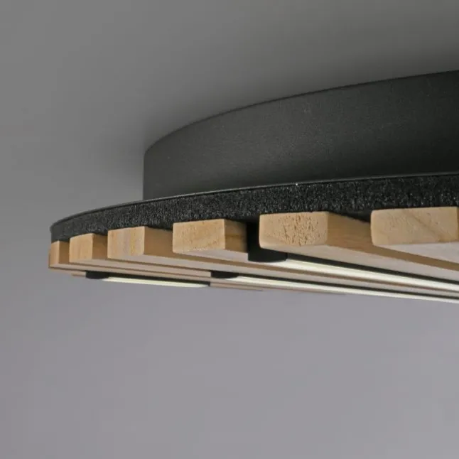 Paul Neuhaus LED Wand-Deckenleuchte Q-AKUSTIK Holz-natur Smarthome