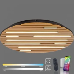 Paul Neuhaus LED Wand-Deckenleuchte Q-AKUSTIK Holz-natur Smarthome