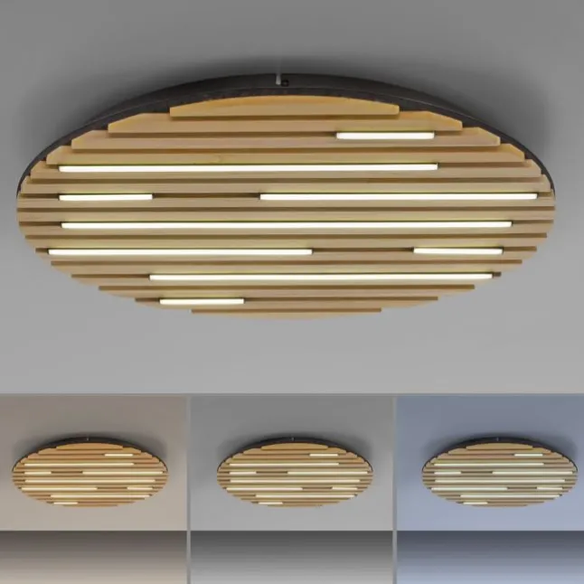 Paul Neuhaus LED Wand-Deckenleuchte Q-AKUSTIK Holz-natur Smarthome