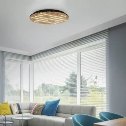 Paul Neuhaus LED Wand-Deckenleuchte Q-AKUSTIK Holz-natur Smarthome