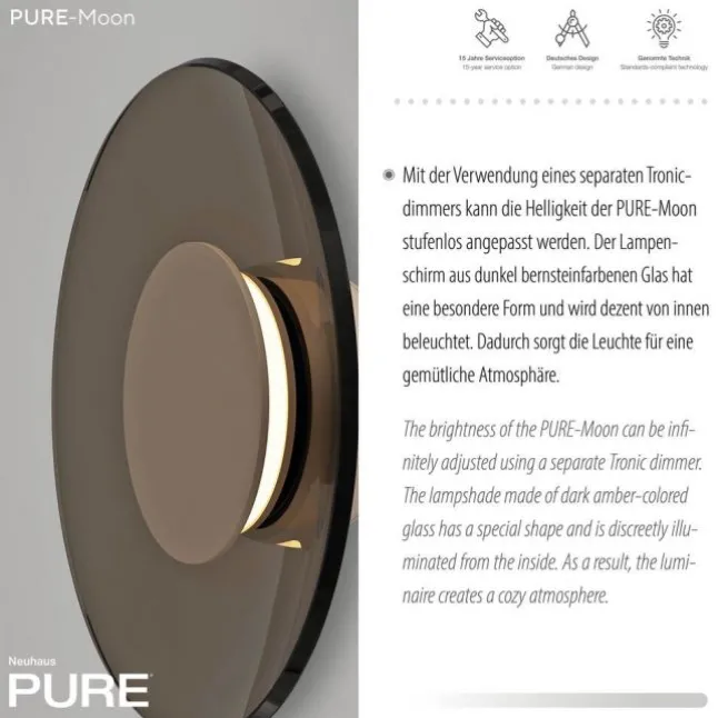 Paul Neuhaus LED Wandleuchte Pure Moon bronce Tronicdimmer