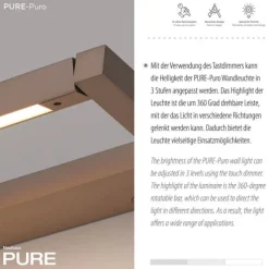 Paul Neuhaus LED Wandleuchte PURE Puro bronce Touchdimmer drehbar