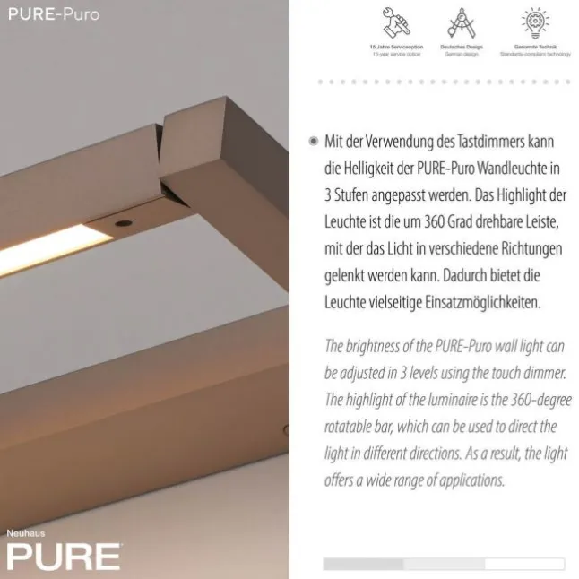 Paul Neuhaus LED Wandleuchte PURE Puro bronce Touchdimmer drehbar