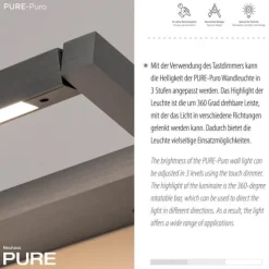 Paul Neuhaus LED Wandleuchte PURE Puro platin drehbar dimmbar