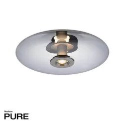 Paul Neuhaus LED Wand- und Deckenleuchte PURE Vitrum platin (grau) Rauchglas