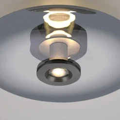 Paul Neuhaus LED Wand- und Deckenleuchte PURE Vitrum platin (grau) Rauchglas