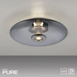 Paul Neuhaus LED Wand- und Deckenleuchte PURE Vitrum platin (grau) Rauchglas