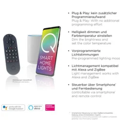 Paul Neuhaus LED Wand- und Deckenleuchte Q-AKUSTIK Holz-naturSmarthome