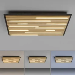 Paul Neuhaus LED Wand- und Deckenleuchte Q-AKUSTIK Holz-naturSmarthome