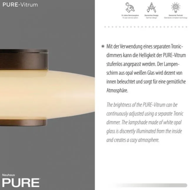 Paul Neuhaus LED Wand- und Deckenleuchte PURE Vitrum dark-metal brown