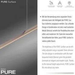 Paul Neuhaus Pendelleuchte PURE Surface bronce 125x25 höhenverstellbar