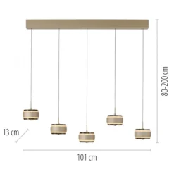 Paul Neuhaus Pendelleuchte PURE Falling Rings,bronce/dark chrome