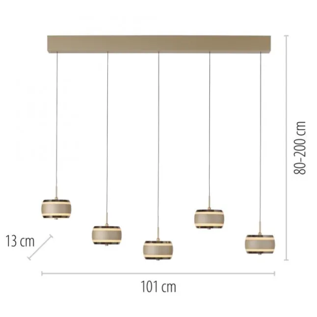 Paul Neuhaus Pendelleuchte PURE Falling Rings,bronce/dark chrome