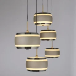 Paul Neuhaus Pendelleuchte PURE Falling Rings,bronce/dark chrome