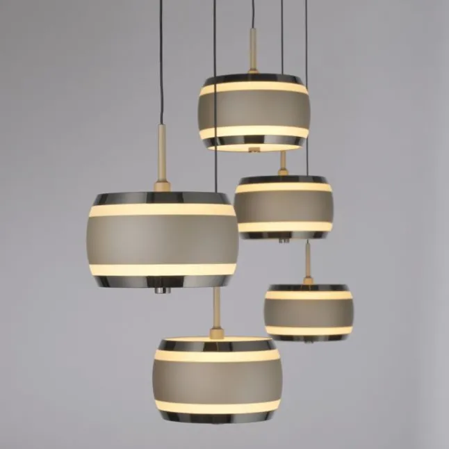 Paul Neuhaus Pendelleuchte PURE Falling Rings,bronce/dark chrome
