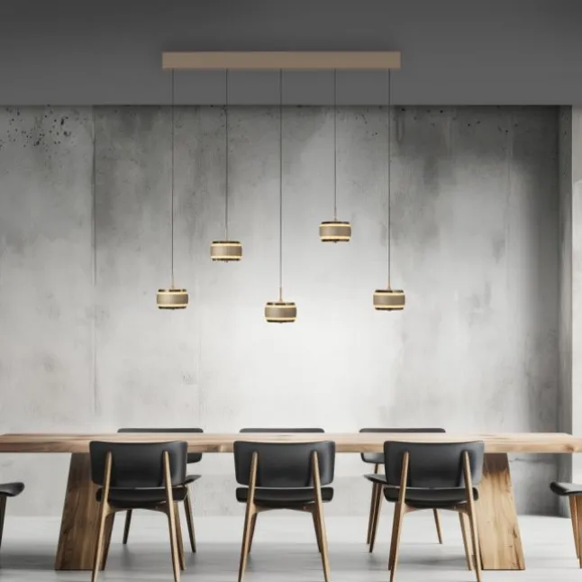 Paul Neuhaus Pendelleuchte PURE Falling Rings,bronce/dark chrome