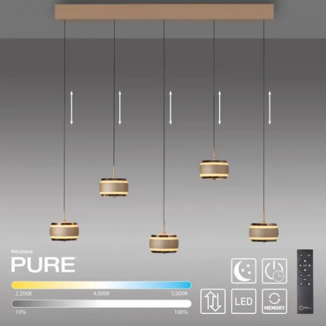 Paul Neuhaus Pendelleuchte PURE Falling Rings,bronce/dark chrome