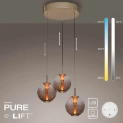 Paul Neuhaus Pendelleuchte PURE E-Infinity bronce mit e-Lift Funktion