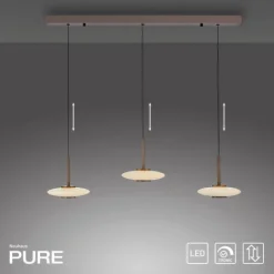Paul Neuhaus Pendelleuchte PURE Vitrum 3 flammig dark-metal brown