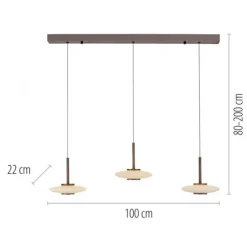 Paul Neuhaus Pendelleuchte PURE Vitrum 3 flammig dark-metal brown
