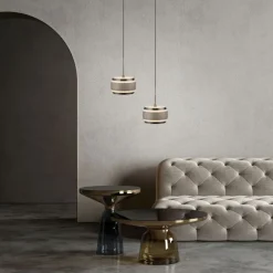Paul Neuhaus Pendelleuchte PURE Falling Rings, bronce dark chrome