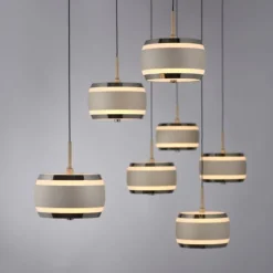 Paul Neuhaus Pendelleuchte PURE Falling Rings,bronce/ dark chrome