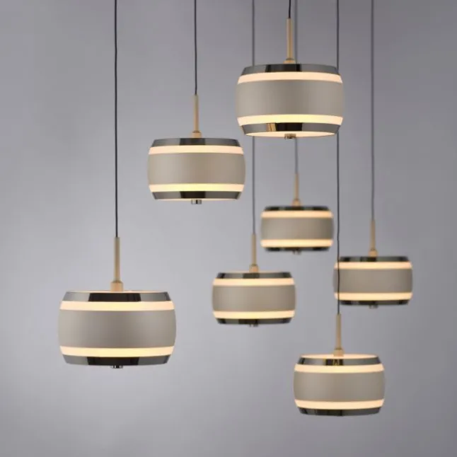 Paul Neuhaus Pendelleuchte PURE Falling Rings,bronce/ dark chrome