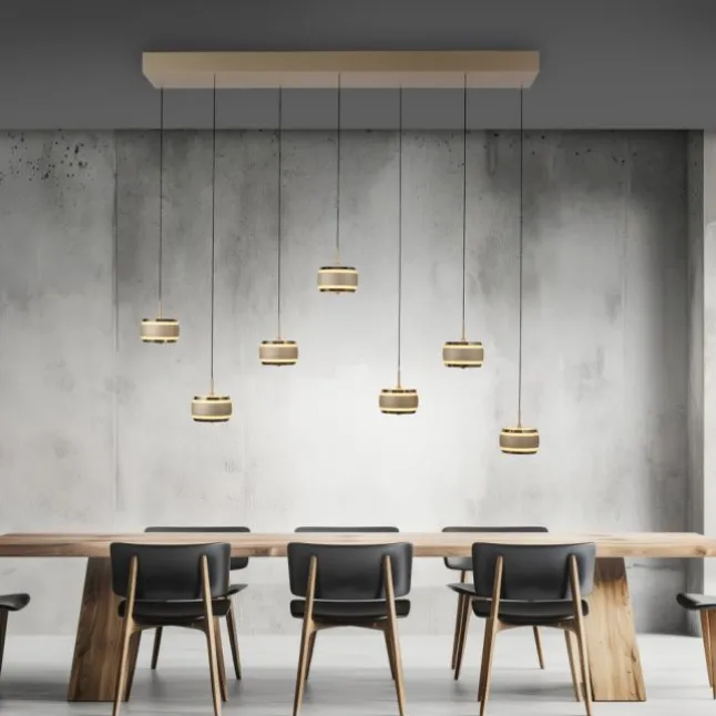 Paul Neuhaus Pendelleuchte PURE Falling Rings,bronce/ dark chrome