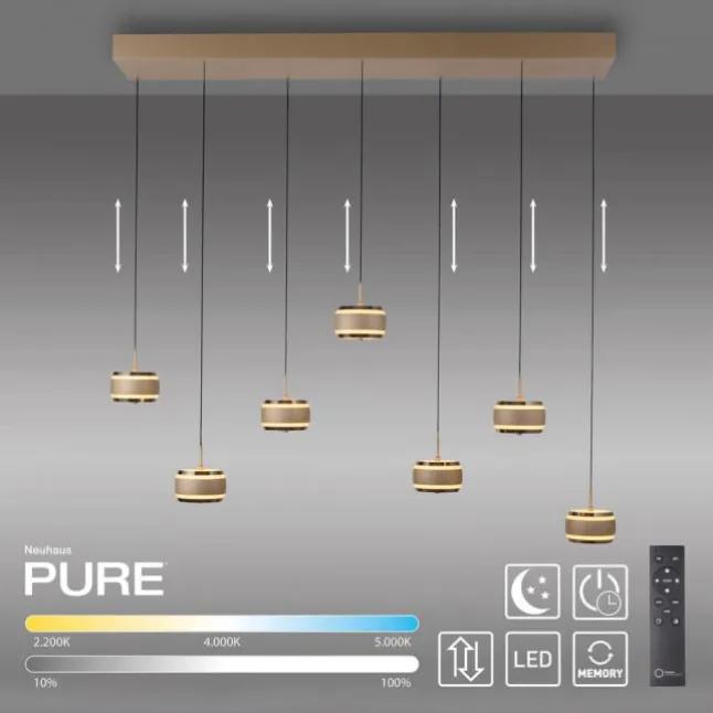 Paul Neuhaus Pendelleuchte PURE Falling Rings,bronce/ dark chrome