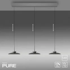 Paul Neuhaus Pendelleuchte PURE Moon platin (grau) höhenverstellbar 3-flammig