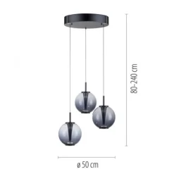 Paul Neuhaus Pendelleuchte PURE E-Infinity mystic grey mit e-Lift Funktion