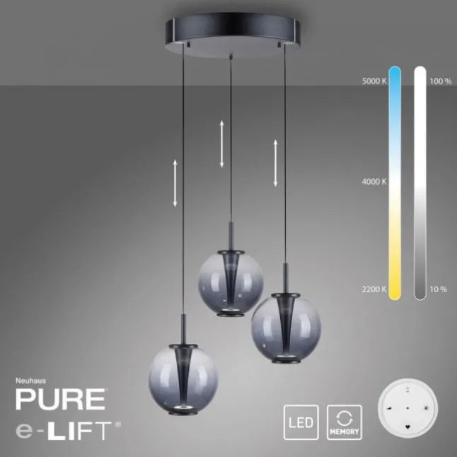 Paul Neuhaus Pendelleuchte PURE E-Infinity mystic grey mit e-Lift Funktion