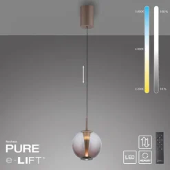 Paul Neuhaus Pendelleuchte PURE Infinity bronce, Comfort Lift Funktion
