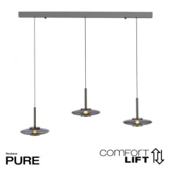 Paul Neuhaus Pendelleuchte PURE Vitrum 3 flammig platin (grau) Comfort Lift