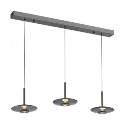 Paul Neuhaus Pendelleuchte PURE Vitrum 3 flammig platin (grau) Comfort Lift