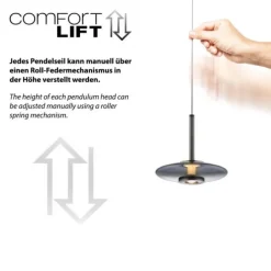 Paul Neuhaus Pendelleuchte PURE Vitrum 3 flammig platin (grau) Comfort Lift