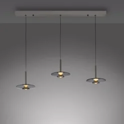 Paul Neuhaus Pendelleuchte PURE Vitrum 3 flammig platin (grau) Comfort Lift