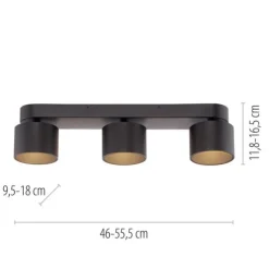 Paul Neuhaus PURE Cup black pearl, 3 flammig, dimmbar, dreh und schwenkbar