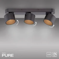 Paul Neuhaus PURE Cup black pearl, 3 flammig, dimmbar, dreh und schwenkbar