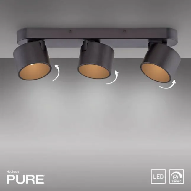 Paul Neuhaus PURE Cup black pearl, 3 flammig, dimmbar, dreh und schwenkbar