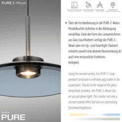 Paul Neuhaus PURE E-Moon Pendelleuchte platin (grau) elektrisch Fernbedienung