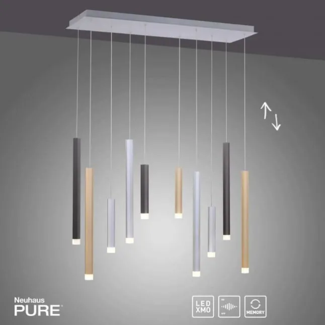 Paul Neuhaus PURE Gemin LED Pendelleuchte aluminium gebürstet 10 flammig