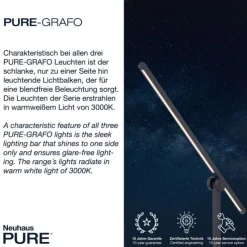 Paul Neuhaus PURE Grafo LED Stehleuchte black pearl Lesearm schwenkbar dimmbar