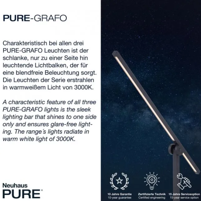 Paul Neuhaus PURE Grafo LED Stehleuchte black pearl Lesearm schwenkbar dimmbar